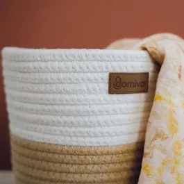 DOMIVA - 2 Paniers de rangement en coton tressé - Collection Honey Moon - Pour jouets, couches et accessoires