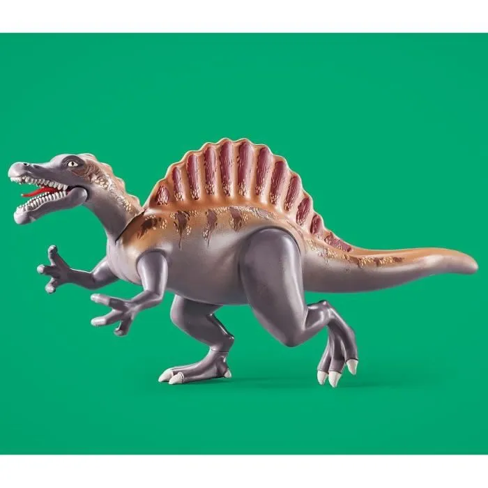 PLAYMOBIL 71820 - Set Dinosaure avec Spinosaure, Chercheur, Véhicule à Grue Pivotante et Accessoires, 60 Pièces, Jeu de Construction pour Enfants Dès 4 Ans