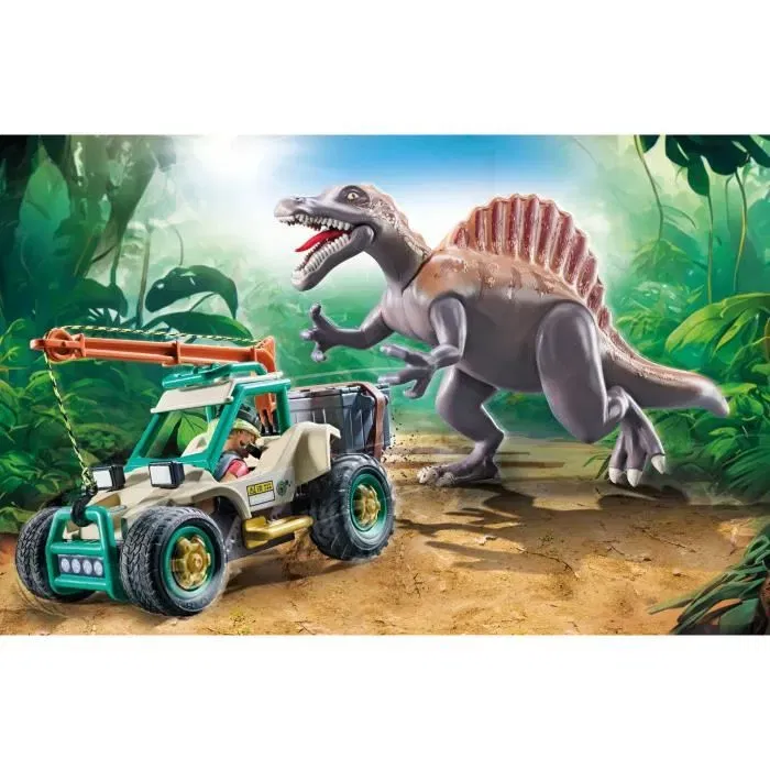 PLAYMOBIL 71820 - Set Dinosaure avec Spinosaure, Chercheur, Véhicule à Grue Pivotante et Accessoires, 60 Pièces, Jeu de Construction pour Enfants Dès 4 Ans