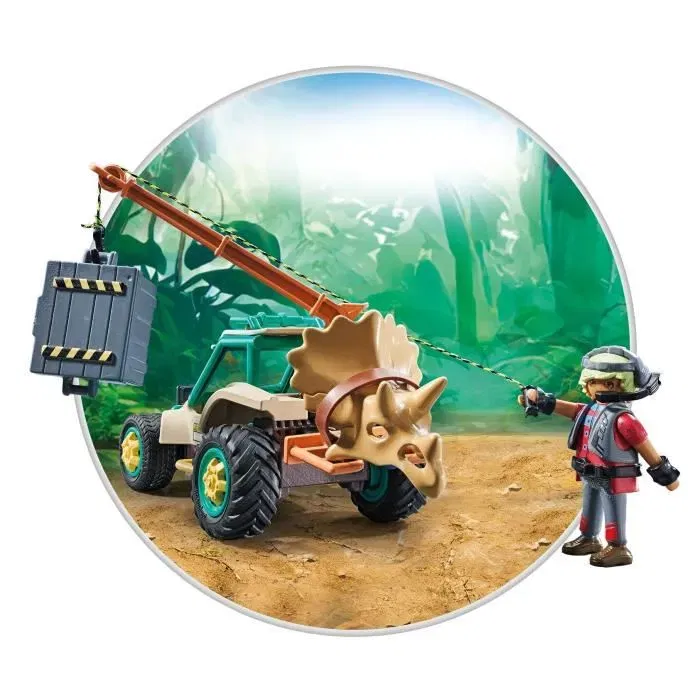 PLAYMOBIL 71820 - Set Dinosaure avec Spinosaure, Chercheur, Véhicule à Grue Pivotante et Accessoires, 60 Pièces, Jeu de Construction pour Enfants Dès 4 Ans