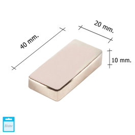 WOLFPACK LINEA PROFESIONAL Aimant néodyme rectangulaire 40 x 20 x 10 mm