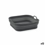Quid Panier Carré Silicone Pliable Naturalia Gris 20x20x8 cm (12 Unités)