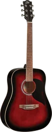EKO Guitare Électroacoustique Dreadnought Ranger 6 - Rouge Sunburst - Cutaway - Taille Dreadnought