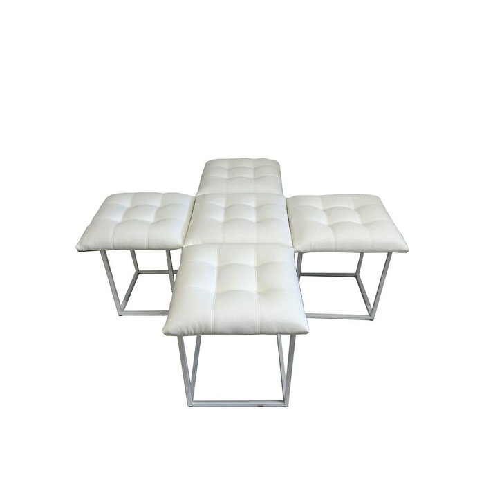 GO GIFT Jeu de tabourets Transformer Blanc Cuir et Acier, 5 Unités