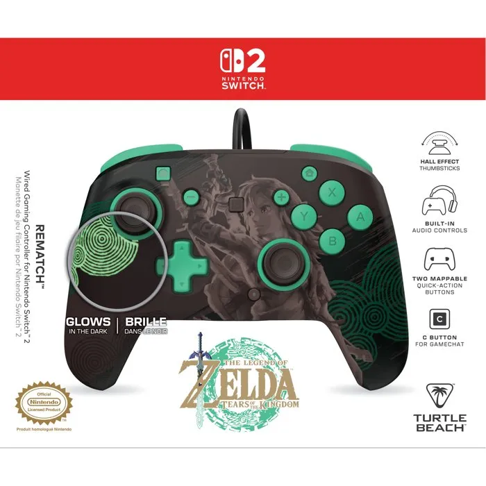 Turtle Beach Manette de gaming filaire Rematch The Legend of Zelda pour Nintendo Switch 2 Turtle Beach Manette de gaming filaire Rematch The Legend of Zelda pour Nintendo Switch 2