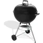 Weber Bar-B-Kettle - Barbecue à charbon de bois 57 cm en acier émaillé avec thermomètre intégré, grilles en acier chromé et 9 couverts - Noir