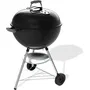 Weber Bar-B-Kettle - Barbecue à charbon de bois 57 cm en acier émaillé avec thermomètre intégré, grilles en acier chromé et 9 couverts - Noir