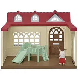 Sylvanian Families - La Maison Framboise - Maison miniature pour bébé avec lit toboggan et connectable aux autres maisons du village - Marron, rouge et beige