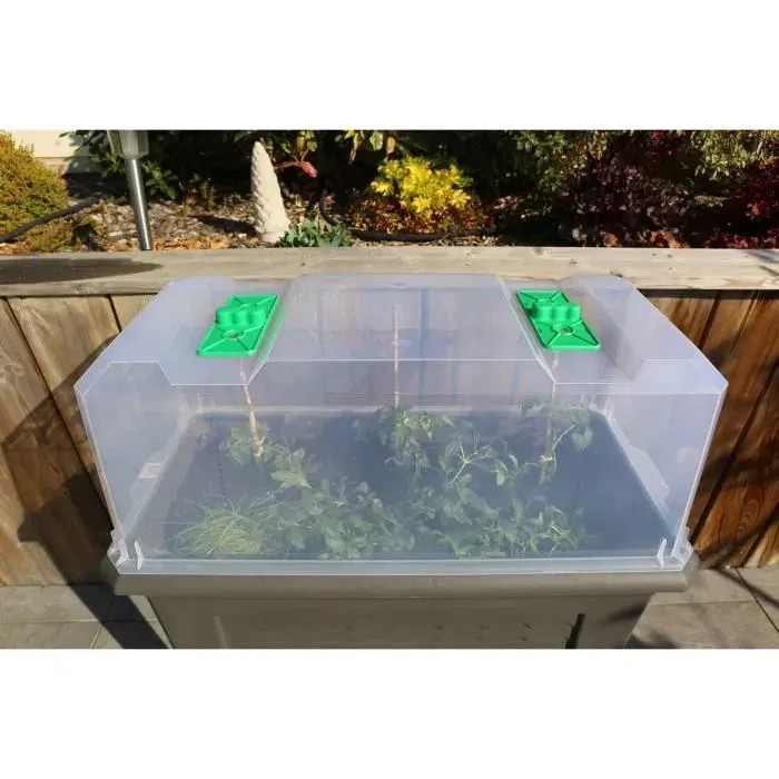 Riviera - Iziserre - Couvercle de serre tunnel de forçage pour table de culture Izigarden 77x37x27 cm - Translucide avec aérateurs - Fabriqué en France Riviera - Iziserre - Couvercle de serre tunnel de forçage pour table de culture Izigarden 77x37x27 cm - Translucide avec aérateurs - Fabriqué en France