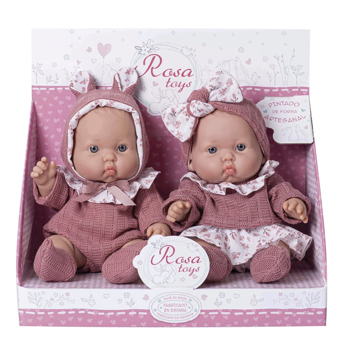 Rosa Toys Rosa Jumeaux Gorditos 3019 Rosa Toys Poupées en Vinyle avec Ensemble Rose et Fleurs, Âge +3 Ans