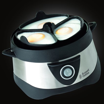 Russell Hobbs 14048-56 Cocotte à œufs Cook@Home pour 7 œufs – Acier inoxydable brossé avec finitions noires pour bouillir ou pocher