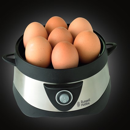 Russell Hobbs 14048-56 Cocotte à œufs Cook@Home pour 7 œufs – Acier inoxydable brossé avec finitions noires pour bouillir ou pocher