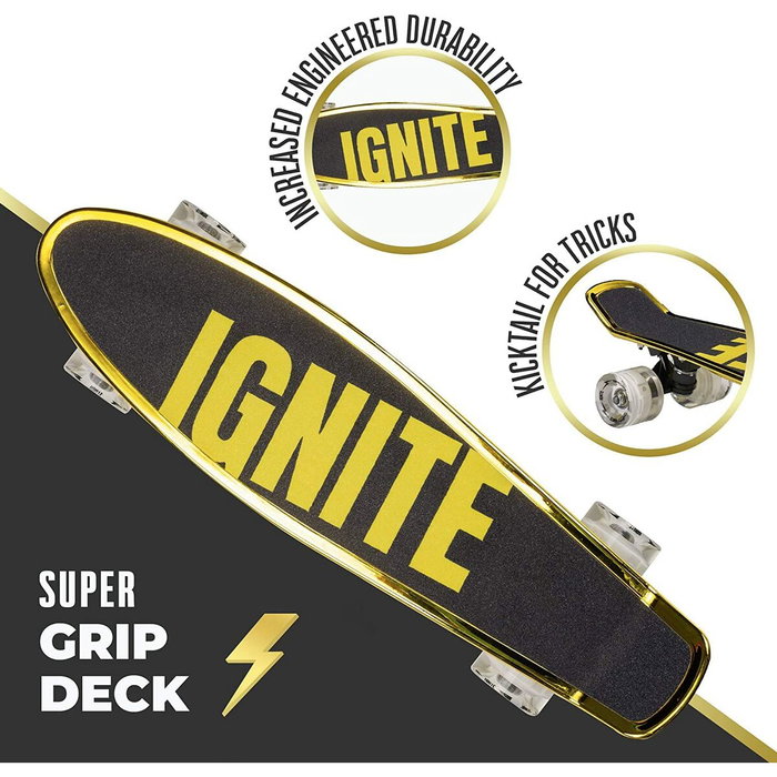 Mondo Ignite Combo Set Tyro - Skateboard lumineux et protections - Or