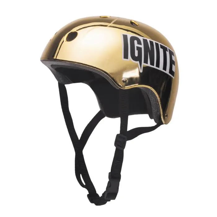 Mondo IGNITE Combo Set Tyro - Skateboard lumineux avec casque et protections réglables genoux et coudes pour glisse urbaine - Or