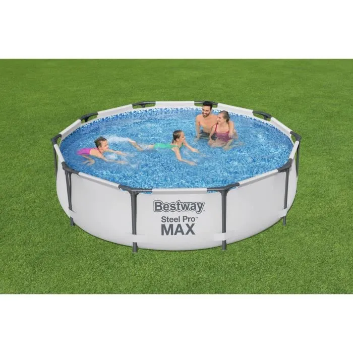 Bestway Piscine hors sol tubulaire Steel Pro Max - 305 x 76 cm - Ronde avec Épurateur à cartouche et Pompe de filtration - Kit complet