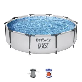 Bestway Piscine hors sol tubulaire Steel Pro Max - 305 x 76 cm - Ronde avec Épurateur à cartouche et Pompe de filtration - Kit complet