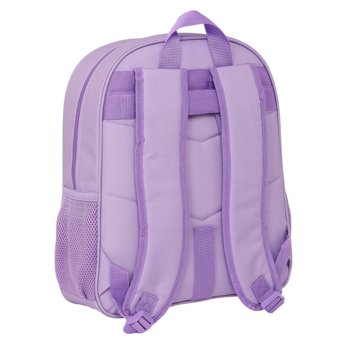 SAFTA Mochila Sweet Stitch Disney 38cm adaptable, ergonomique avec bretelles rembourrées, compartiment principal à double fermeture, porte-bouteilles latéral et poignée supérieure