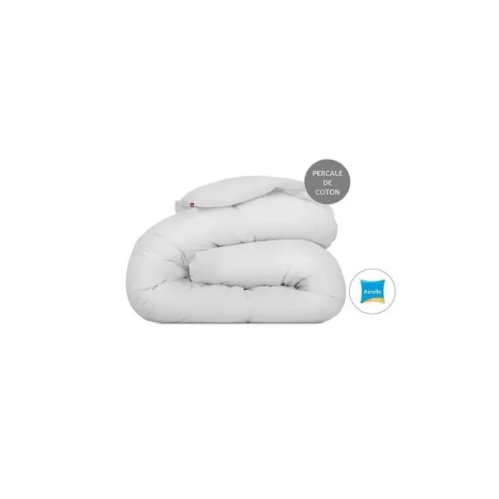 ABEIL Couette Aerelle Soft Flex 240 x 260 cm Blanc - Chaude 400 g/m² - Housse 100% Coton Percale - Lavable Machine 40°C ABEIL Couette Aerelle Soft Flex 240 x 260 cm Blanc - Chaude 400 g/m² - Housse 100% Coton Percale - Lavable Machine 40°C