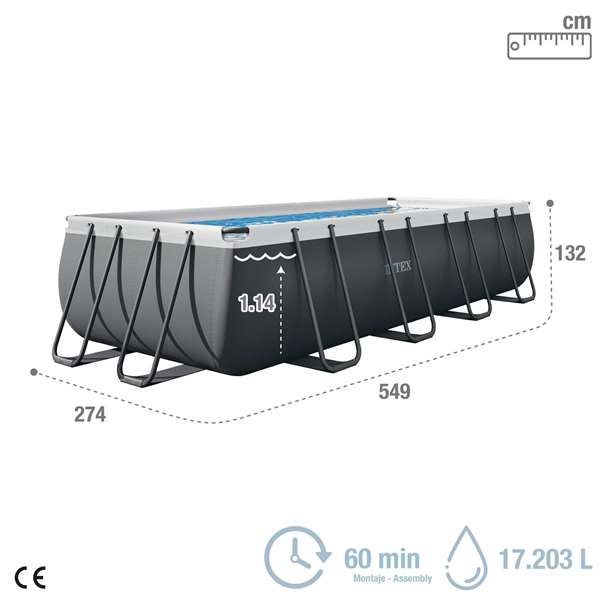 Intex Piscine Ultra XTR Rectangulaire 549 x 274 x 132 cm avec Pompe à Filtre à Sable, PVC, Capacité 17203 L, Recommandé à partir de 6 ans Intex Piscine Ultra XTR Rectangulaire 549 x 274 x 132 cm avec Pompe à Filtre à Sable, PVC, Capacité 17203 L, Recommandé à partir de 6 ans