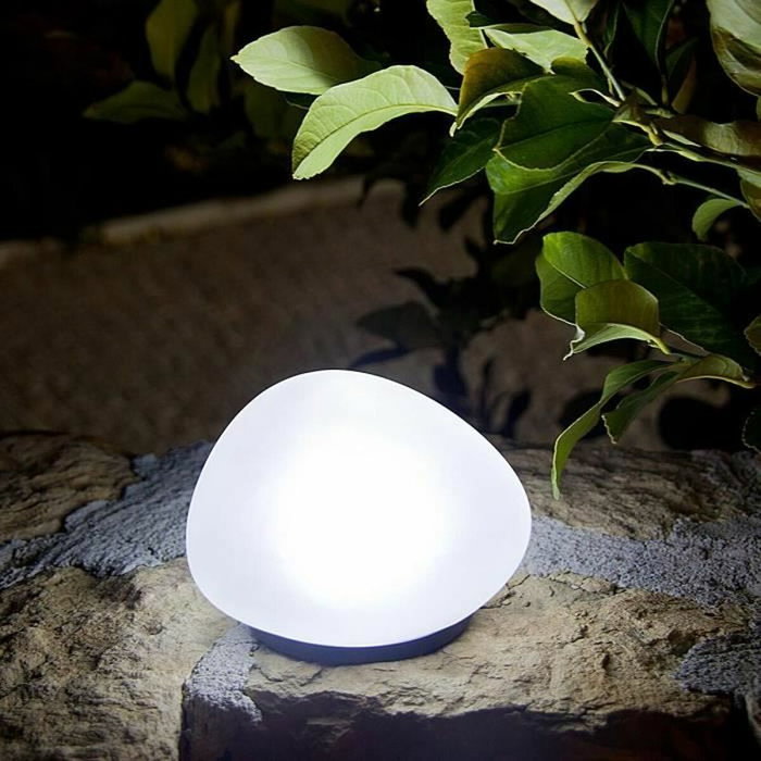 Lumisky Solenzara Lampe solaire décorative galet LED blanc Ø16 cm