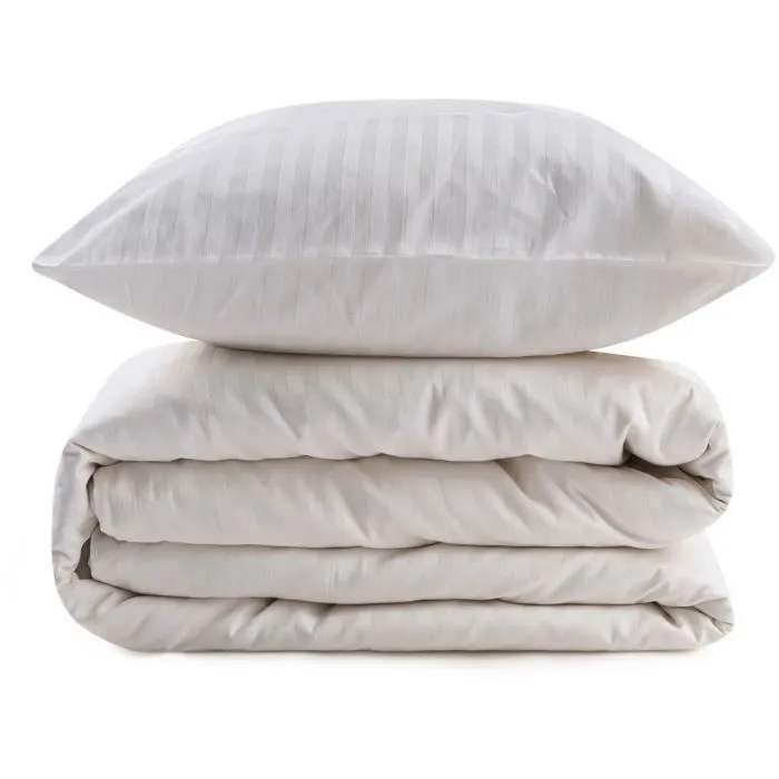 Parure de lit 1 place - 1 housse de couette 220 x 240 cm + 2 taies d'oreiller 60 x 60 cm - Coton-Perle 80% Coton 20% Polyester - Crème - 229 fils
