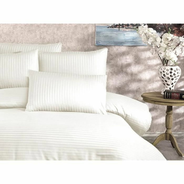 BigBuy Home Parure de couette Crème King size 3 pièces