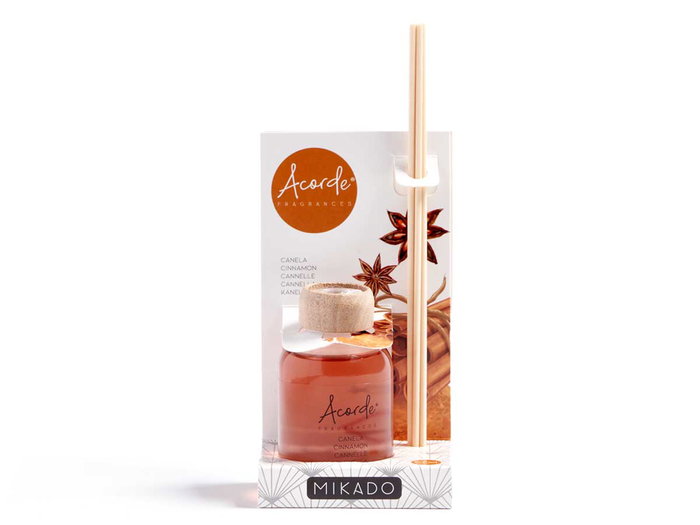 Acorde Mikado 50 ml Canela avec bâtonnet en rotin et bois 7x17x5 cm (Set de 12)