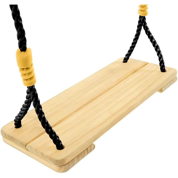 TP Toys - Balançoire en Bois avec Corde Noire - Pour Portiques de 300 à 350 cm Hauteur - Bois FSC® - Pour Enfants dès 3 Ans