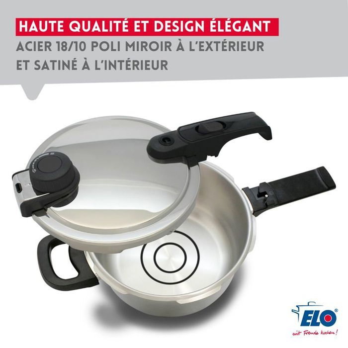 Fackelmann Elo Mistral Premium Cocotte-minute à vapeur en acier inoxydable 18/10, 22 cm, 4,5 L Fackelmann Elo Mistral Premium Cocotte-minute à vapeur en acier inoxydable 18/10, 22 cm, 4,5 L