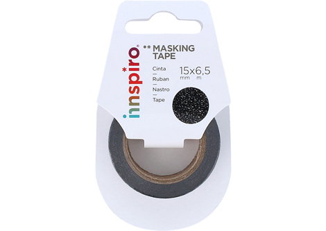 Innspiro Cinta masking tape Serie Glitter noir avec paillettes 15mm x 6,5m Innspiro Cinta masking tape Serie Glitter noir avec paillettes 15mm x 6,5m