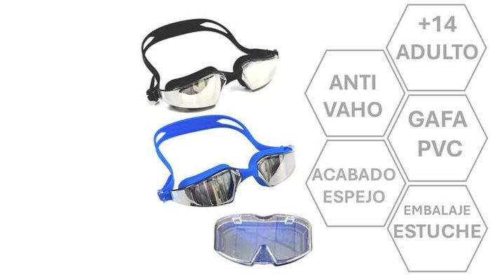 Poessa Lunettes de natation adulte en silicone polarisées effet métallisé - Modèles assortis