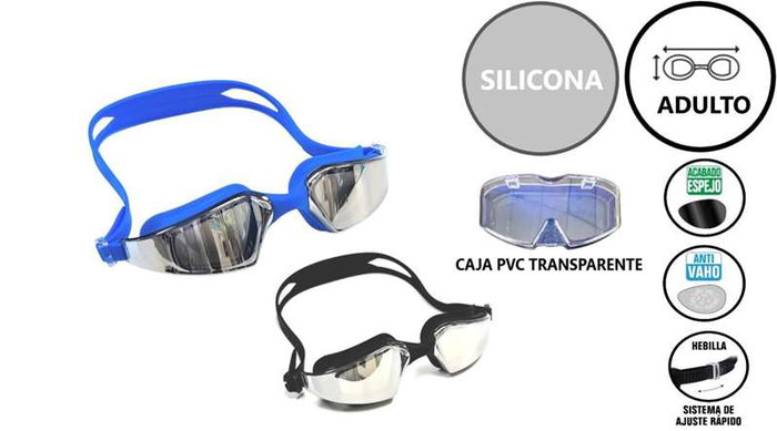 Poessa Lunettes de natation adulte en silicone polarisées effet métallisé - Modèles assortis