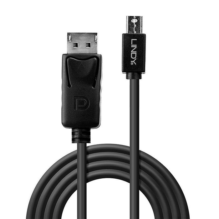 Lindy Câble adaptateur Mini DisplayPort vers DisplayPort (Mini DP mâle vers DP mâle), noir, 5 m, prise en charge 4K, DisplayPort 1.2