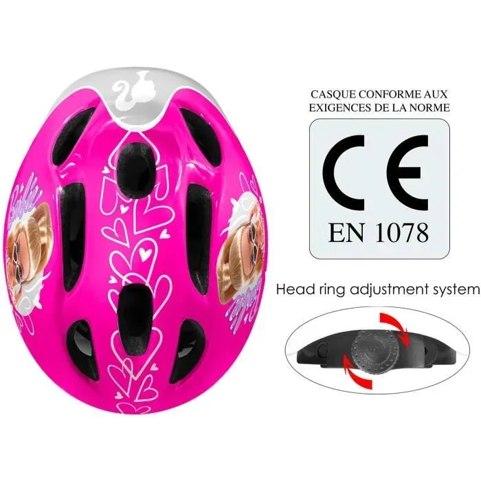Stamp - Casque de vélo pour enfant STAMP - Licence Barbie - Taille ajustable avec molette head ring - Respirant - Rose