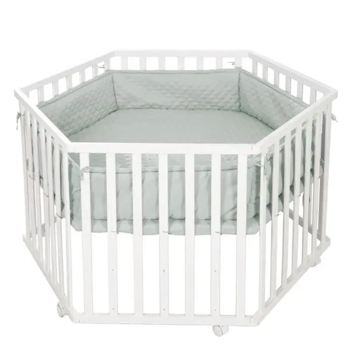 Roba Tapis de parc bébé, Style, pour parc hexagonal 114 cm, rembourré, vert givré, lavable machine