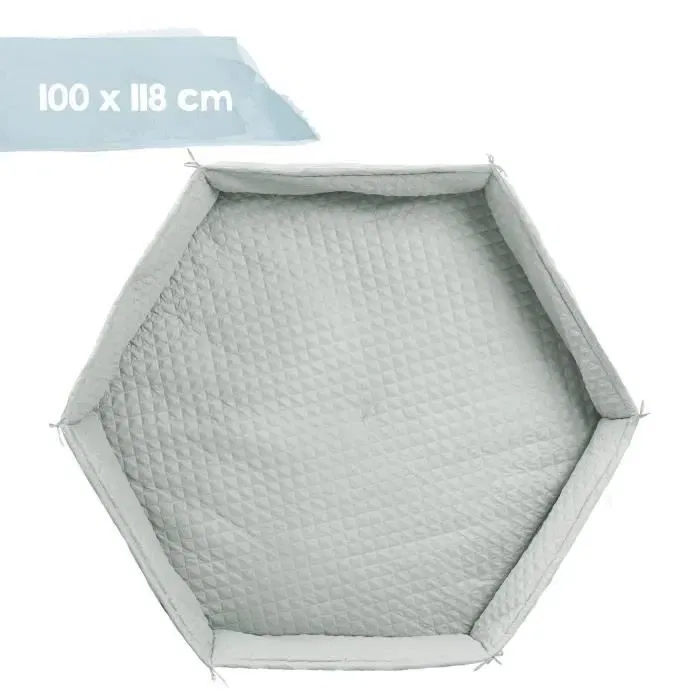 Roba Tapis de parc bébé, Style, pour parc hexagonal 114 cm, rembourré, vert givré, lavable machine