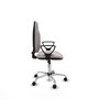 Chaise de bureau Algarra avec mécanisme de contact permanent de base, rembourrée de simili cuir blanc. Équipée d'une base chromée, d'accoudoirs fixes et de roulettes autobloquantes