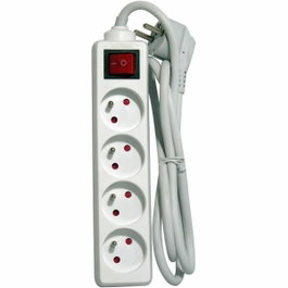 Chacon Bloc multiprise avec cordon 1,5 m, 4 x 16 A et interrupteur - Blanc