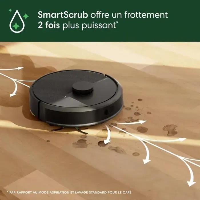 iRobot Roomba 105 Combo+Autoempty Dock - Robot aspirateur et laveur 2 en 1 - Puissance d'aspiration 7000 Pa - Navigation LiDAR