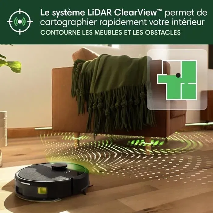 iRobot Roomba 105 Combo+Autoempty Dock - Robot aspirateur et laveur 2 en 1 - Puissance d'aspiration 7000 Pa - Navigation LiDAR