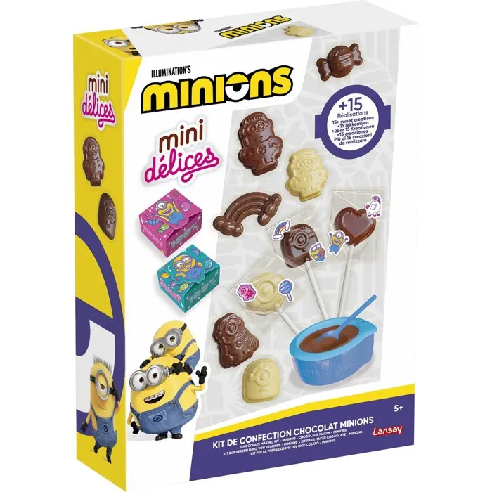 Lansay - Mini Délices - Kit de Moulage Chocolat Minions - Dès 6 ans - Moules et Emballages inclus Lansay - Mini Délices - Kit de Moulage Chocolat Minions - Dès 6 ans - Moules et Emballages inclus