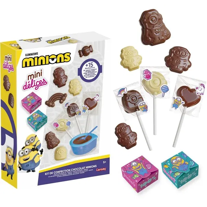 Lansay - Mini Délices - Kit de Moulage Chocolat Minions - Dès 6 ans - Moules et Emballages inclus Lansay - Mini Délices - Kit de Moulage Chocolat Minions - Dès 6 ans - Moules et Emballages inclus