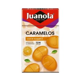 Juanola Caramelos 50 g, bonbons sans sucre à l'orange, paquet de 50 grammes