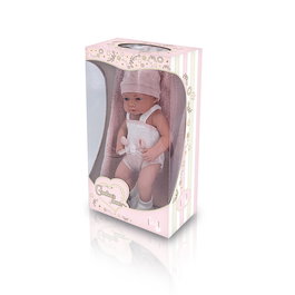 Tachan Poupée bébé réaliste 40 cm en tricot rose - Ensemble avec bonnet, bavoir et petites bottes - Cadeau pour enfants +3 ans