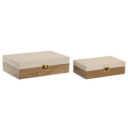 Boîte à bijoux Home ESPRIT Blanc Naturel Bois (2 Unités)