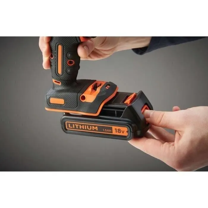 BLACK+DECKER BDCHD18C2TA-QW Perceuse-visseuse à percussion sans fil 18V avec 2 batteries et 30 accessoires BLACK+DECKER BDCHD18C2TA-QW Perceuse-visseuse à percussion sans fil 18V avec 2 batteries et 30 accessoires
