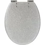Gelco Abattant WC Design - Frein de chute magnétique douce, Finition Gris Argenté Pailleté (Glitter Silver) - Résine résistante à l'humidité
