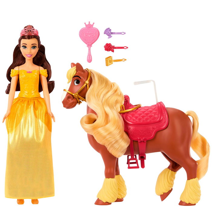 MATTEL Disney Princess - Poupée Bella et son cheval Philippe