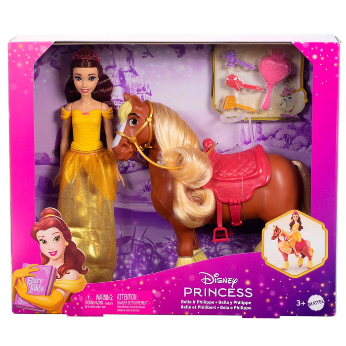 MATTEL Disney Princess - Poupée Bella et son cheval Philippe
