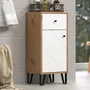 Ebuy24 - Meuble de salle de bain Touch - Armoire en panneaux de particules - Blanc mat avec décor chêne - Design contemporain